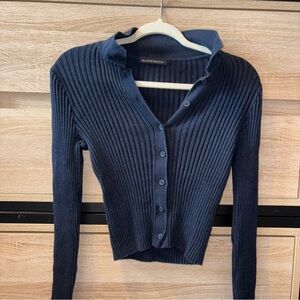 Brandy Melville Blue Ribbed Knit Cardigan